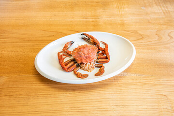 plate with delicious full crab