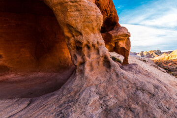 Fire Cave Arch With The White Domes in the Distance, Valley of Fire State Park, Nevada, USA