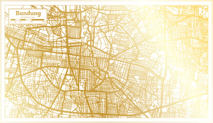 Bandung Indonesia City Map in Retro Style in Golden Color. Outline Map.