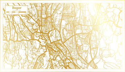 Bogor Indonesia City Map in Retro Style in Golden Color. Outline Map.