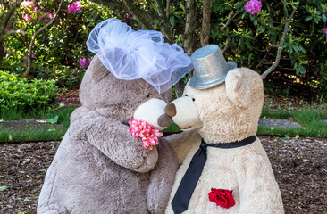 Teddy Bear Wedding Kiss At An Outdoor Bear Wedding