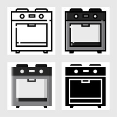 electric oven icon vector design in filled, thin line, outline and flat style.