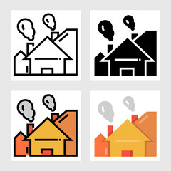 Factory icon vector design in filled, thin line, outline and flat style.