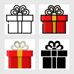 gift box icon vector design in filled, thin line, outline and flat style.