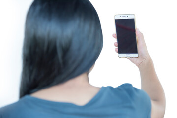 Woman is making selfie