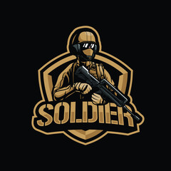 Soldier mascot logo design illustration