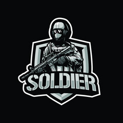 Soldier mascot logo design illustration
