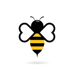 Bee with love wing logo icon template
