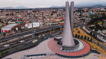 Toluca city, aerial urban landscape, you can see the Bicentennial Towers, main avenues, buildings and neighboring houses 12