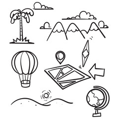hand drawn doodle geography illustration related isolated