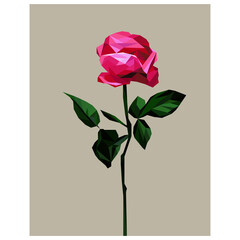 Vector rose flower illustration with polygonal design. Gradient and background.