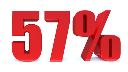 57 Percent off 3d Sign on White Background, Special Offer 57% Discount Tag, Sale Up to 57 Percent Off,big offer, Sale, Special Offer Label, Sticker, Tag, Banner, Advertising, offer Icon