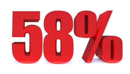 58 Percent off 3d Sign on White Background, Special Offer 58% Discount Tag, Sale Up to 58 Percent Off,big offer, Sale, Special Offer Label, Sticker, Tag, Banner, Advertising, offer Icon