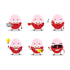 Slice of lychee cartoon character with various types of business emoticons