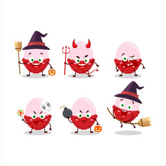 Halloween expression emoticons with cartoon character of slice of lychee