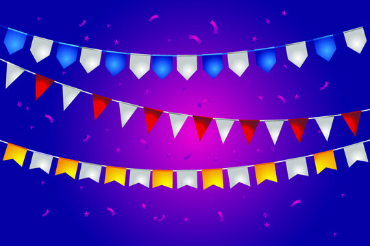 Birthday party bunting and confetti vector illustration