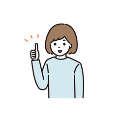 笑顔でグッドサインをする女性