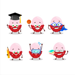 School student of slice of lychee cartoon character with various expressions