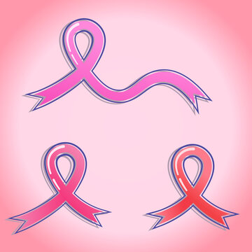 gradient ribbon set illustration. concept logo. sign of disease and health, graphic design