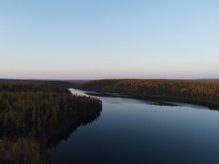 The vastness of Yakutia. Taiga, lake.
