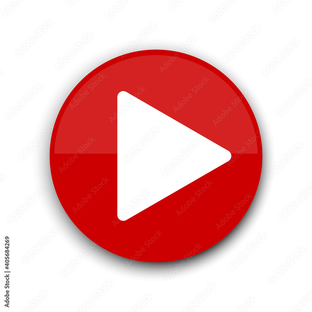 Poster red play button. website icon symbol. vector web button. stock image. eps 10.