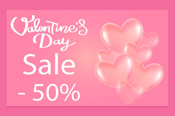 Obraz na płótnie Canvas Happy Valentines day sale background with balloons heart pattern.