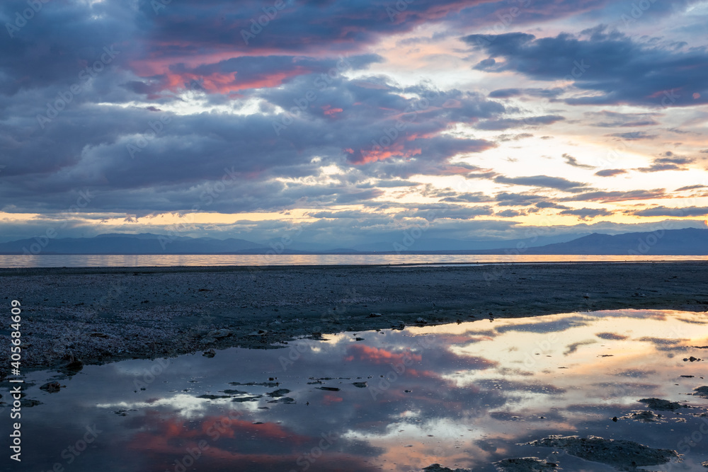 Poster Sunset on Bombay Beach at Salton Sea, California