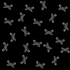 Safety Pins In Black Background Seamless Pattern