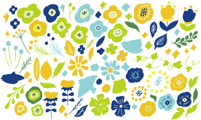 北欧風手書きの草木花イラスト 北欧 草 木 鳥 ベクター Beautiful Vector Flower Collection With Bird Leaves Floral Bouquets Flower Compositions Wall Mural Necomammma
