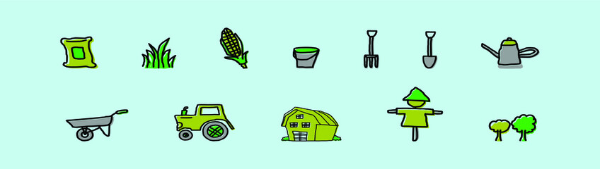 set of farm woman cartoon icon design template with various models. vector illustration isolated on blue background