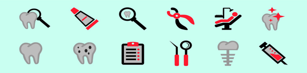 set of dental cartoon icon design template with various models. vector illustration isolated on blue background