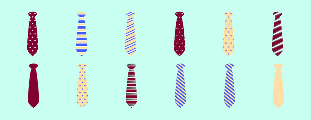 set of cravat cartoon icon design template with various models. vector illustration isolated on blue background
