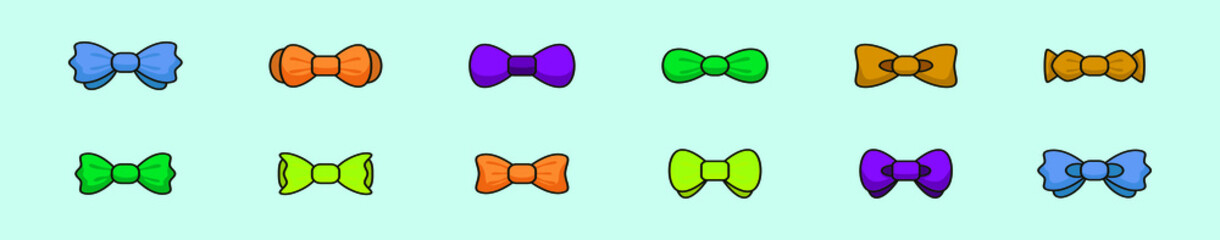 set of cravat cartoon icon design template with various models. vector illustration isolated on blue background