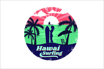 Vacation and surfing vector illustration