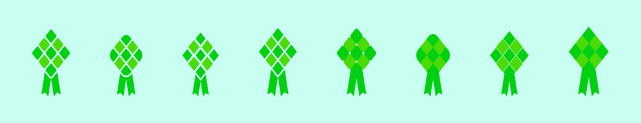 set of indonesian ketupat cartoon icon design template with various models. vector illustration isolated on blue background
