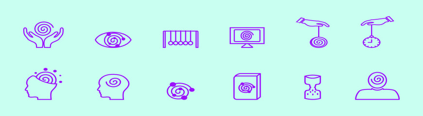 set of hypnosis cartoon icon design template with various models. vector illustration isolated on blue background