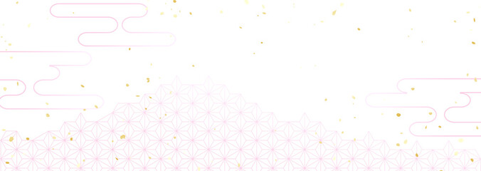 日本の伝統模様　横長の背景イラスト