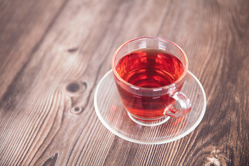 A cup of black tea on the table