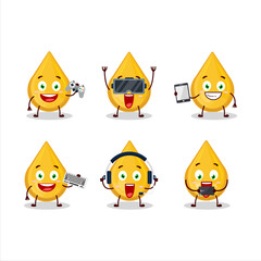 Oil cartoon character are playing games with various cute emoticons