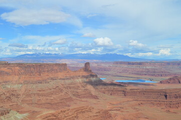 Potash ponds and the La Sal mountain range, Dead Horse Point State Park, Utah