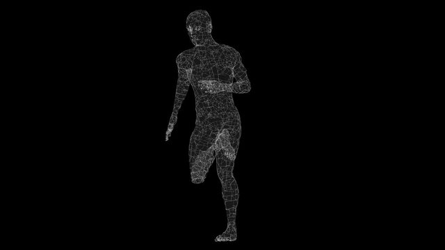 A man runs on a black background. Seamless