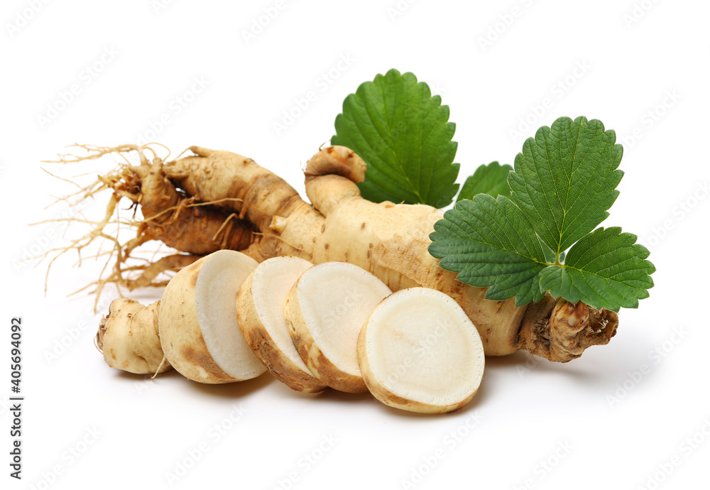 Wall mural ginseng roots on a white background