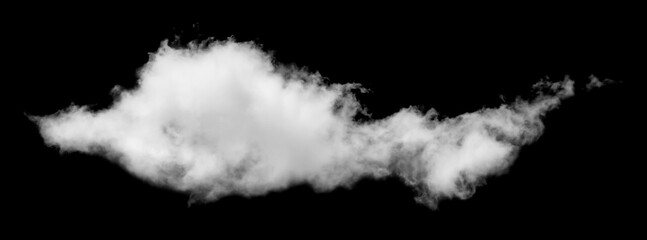 White cloud isolated on black background, Fluffy texture , Abstract smoke