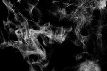 white smoke isolated on black background, abstract powder, water spray, Add smoke effect