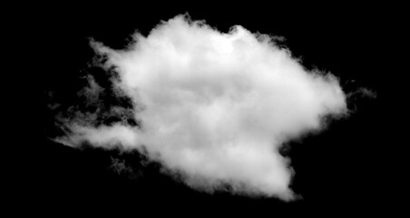 White cloud isolated on black background, Fluffy texture , Abstract smoke
