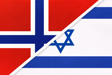 Norway and Israel, symbol of national flags from textile.