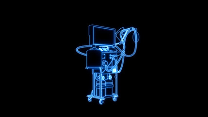 ICU lungs ventilator renders isolated, medicine 3d illustration