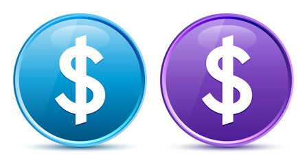 Dollar sign icon sleek soft round button set illustration