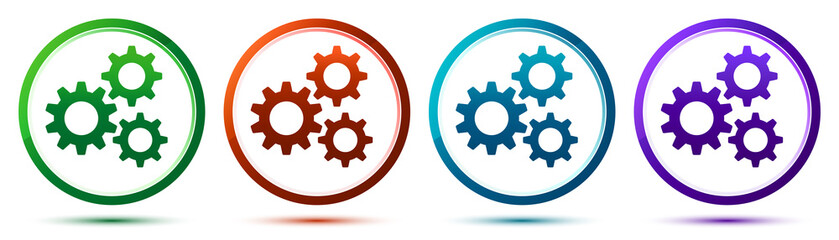 Settings gears icon artistic frame round button set illustration