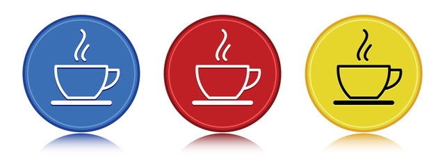 Coffee cup icon flat round button set illustration